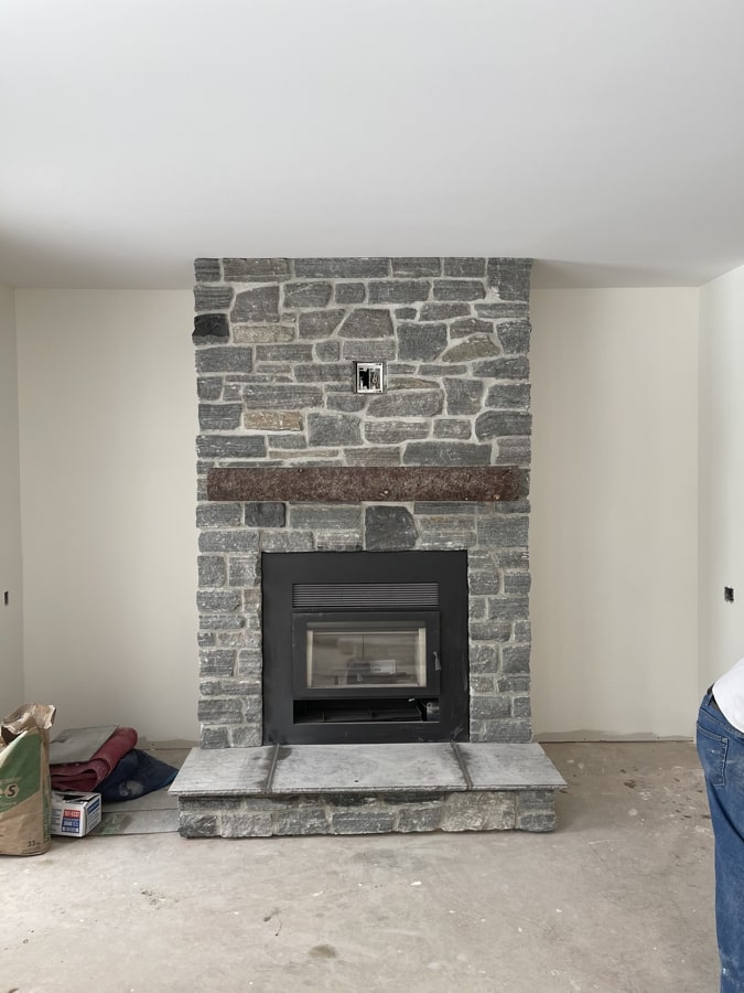 Natural stone fireplace and hearth masonry in Prince Edward Island